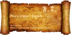 Maczinger Kanut névjegykártya